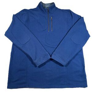 REI 1/4 Zip Blue Fleece Pullover W/ Elbow Patches Men's XL Outdoors Hiking